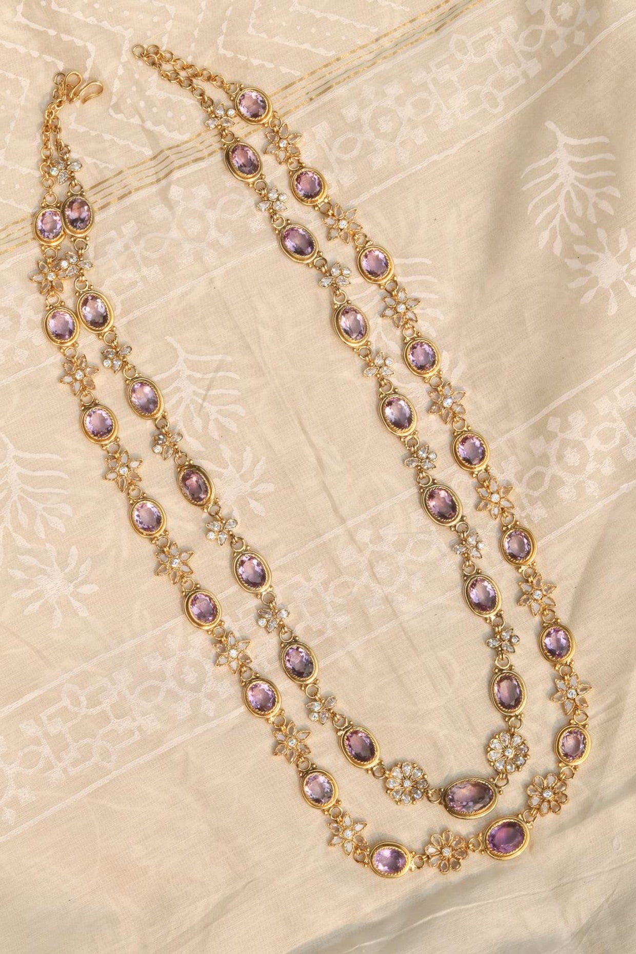 Gold Plated Jadau Kundan Polki Long Necklace Set