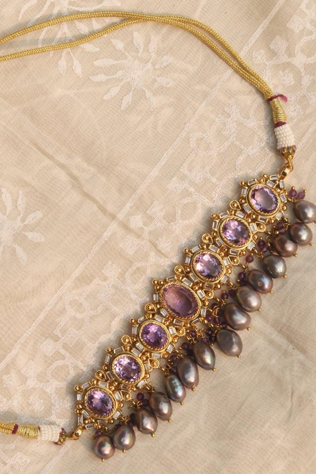 Gold Plated Jadau Kundan Polki Choker Necklace Set