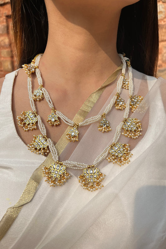 Gold Plated Jadau Kundan Polki Long Necklace