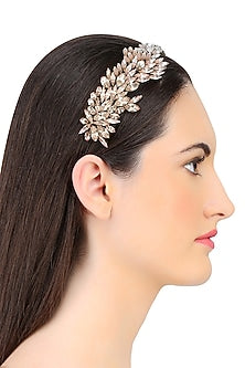 Shaded Pink Crystal Leaf Pattern Embellished Headband