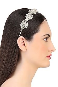 Silver Shadow Floral Crystal Embellished Headband