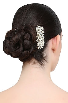 White Pearls and Crystal Mix Embellished Haircomb