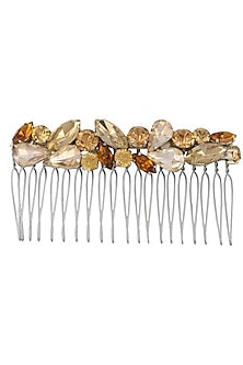 Gold, Ruby and Rose Pink Crystal Embellished Haircomb