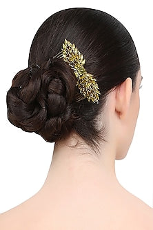Gold and Khaki Mix Crystal Embellished Haircomb