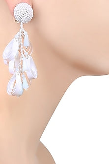 White Clustered Illusion Drop Earrings