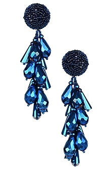 Metallic Blue Clustered Drop Earrings