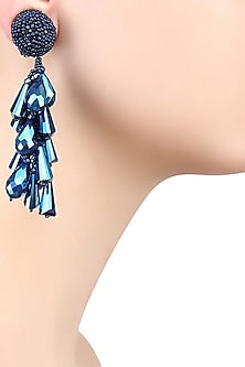 Metallic Blue Clustered Drop Earrings