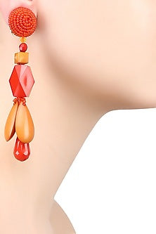 Red and Mustard Multistone Tear Drop Earrings