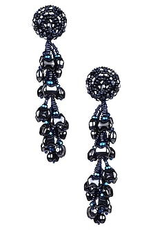 Metallic Blue Waterdrop Tassel Earrings
