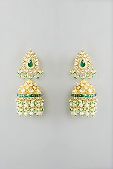 Gold Finish Kundan Polki & Pearl Beaded Choker Necklace Set