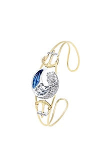 Two-Tone Finish Round Shaped Diamond Openable Waves Of Ocean Bracelet