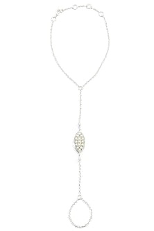 Silver finish seed pearl hand harness