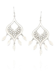 Silver finish seed pearls cut out earrings