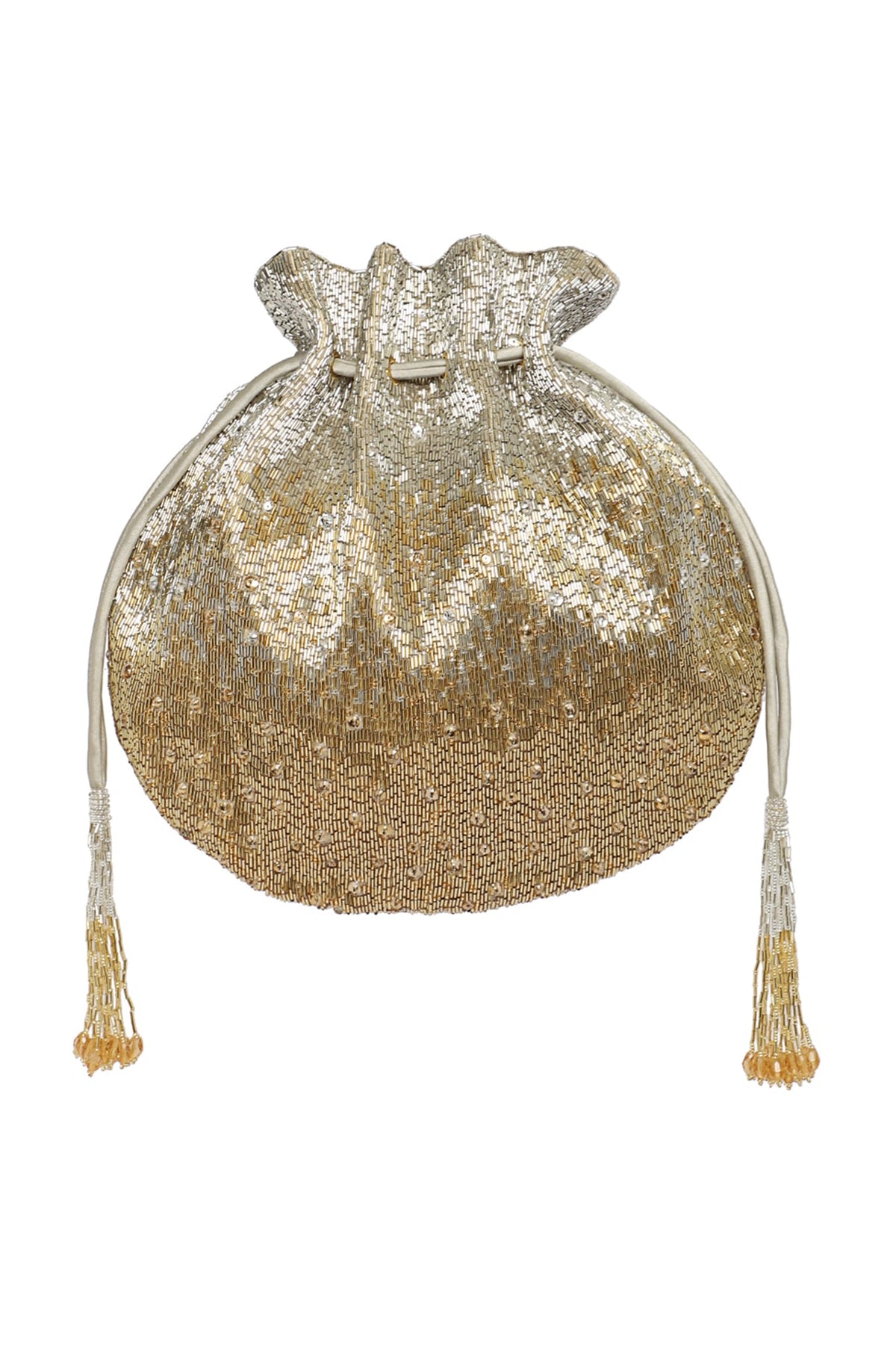 Gold & Silver Embroidered Potli With Drawstrings