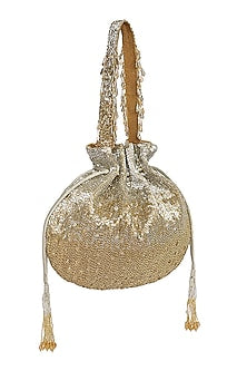 Gold & Silver Embroidered Potli With Drawstrings