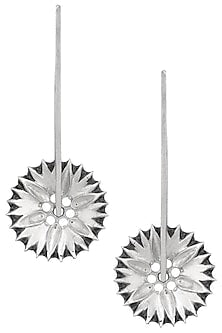 Rhodium Plated Abstract Disc Earrings