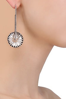 Rhodium Plated Abstract Disc Earrings