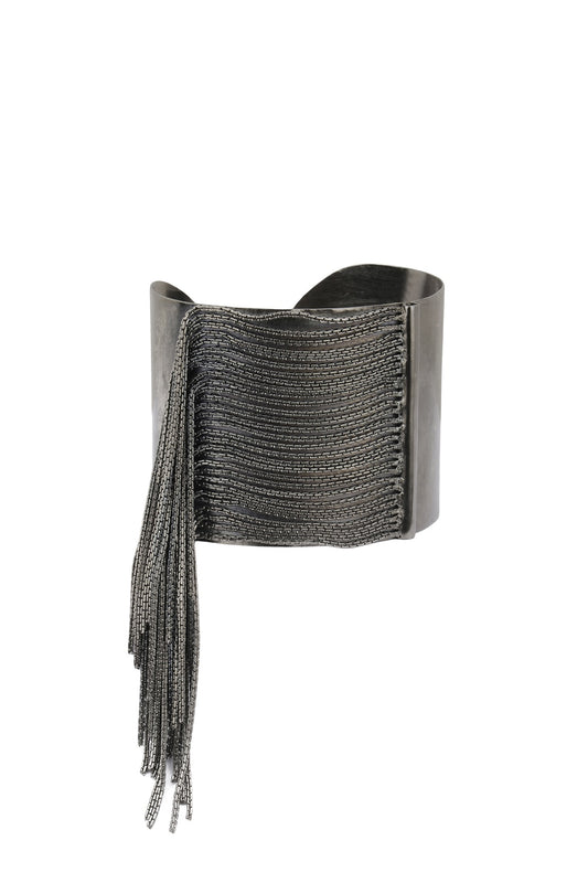 Rhodium Plated Mesh Chain Bracelet