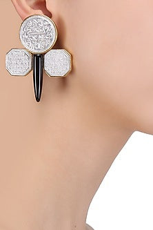Rhodium Plated Textured Earrings