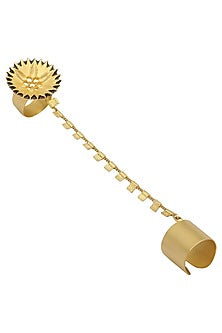 Gold Plated Double Finger Spike Disc Ring