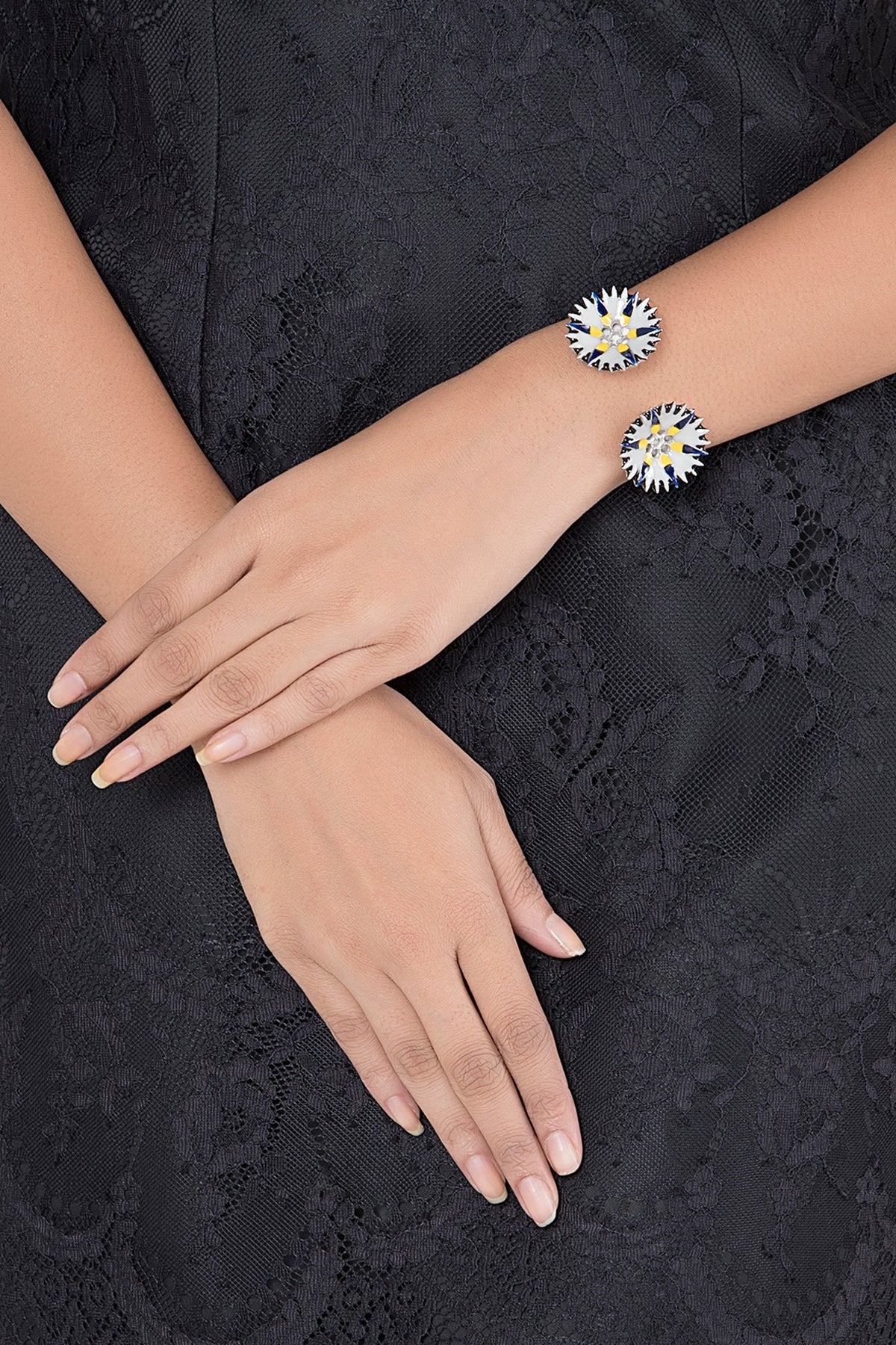 Silver plated multi coloured floral bracelet