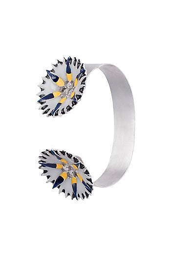 Silver plated multi coloured floral bracelet