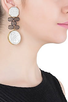 Gold Plated Silver and Black Geometric Earrings
