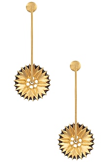 Gold Plated Spike Floral Motif Earrings