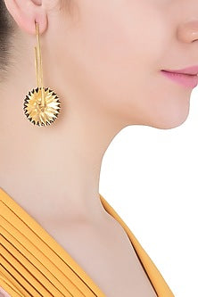 Gold Plated Spike Floral Motif Earrings