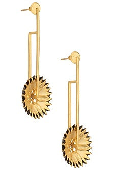 Gold Plated Spike Floral Motif Earrings
