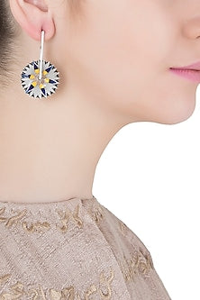 Silver Plated Spike Floral Motif Meena Earrings
