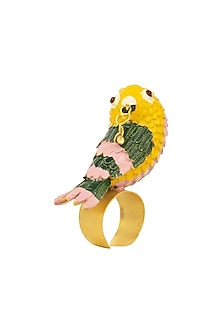 Gold Plated Meena Work Bird Motif Ring