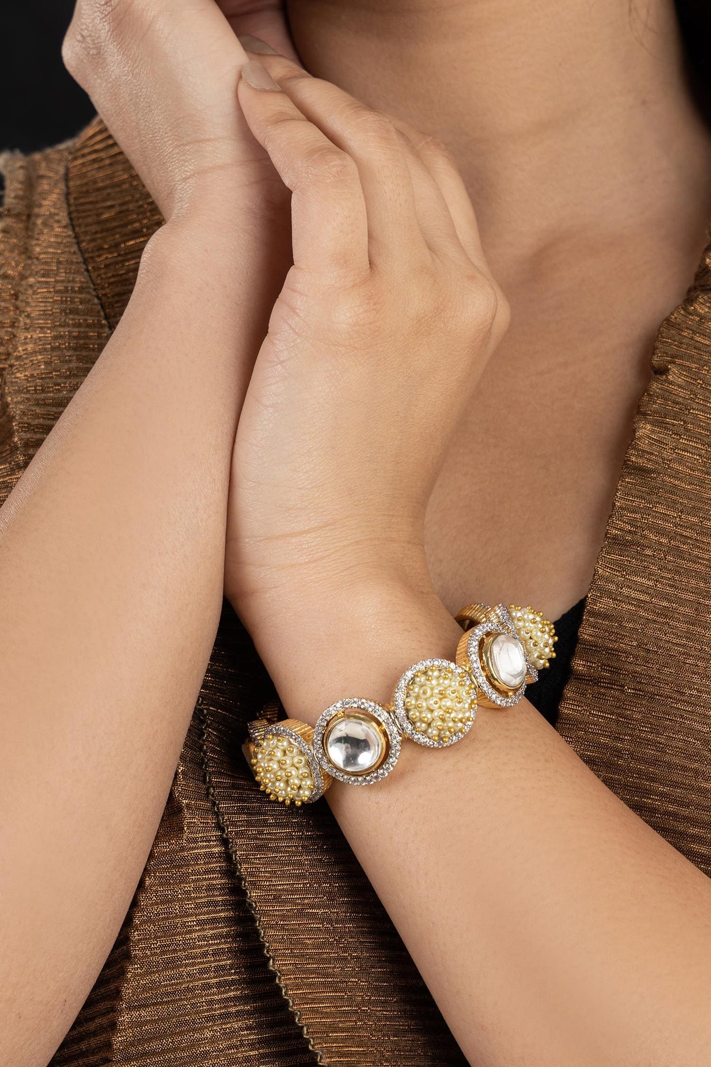 Pearl & Stone Studded Bracelet 
