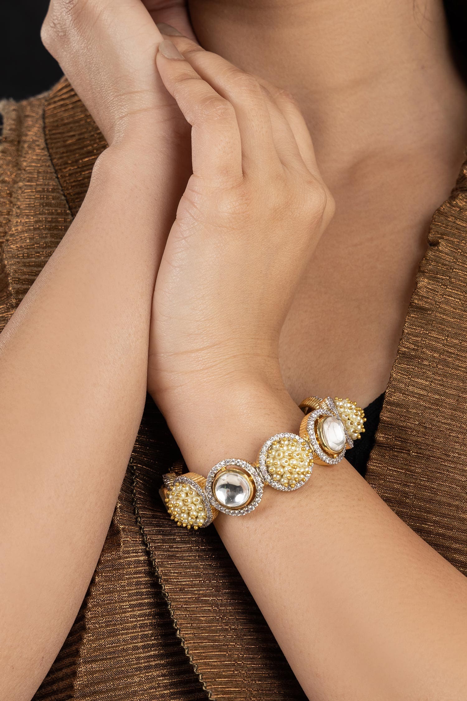 Pearl & Stone Studded Bracelet 