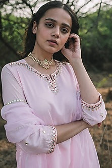 Gold Finish Kundan Polki & Pearl Choker Necklace