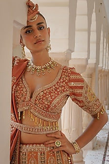 Gold Finish Kundan Polki Necklace Set