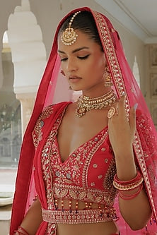 Gold Finish Kundan Polki & Pearl Maang Tikka