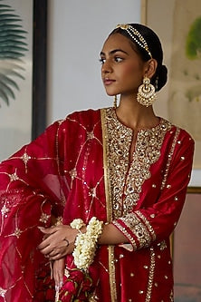 Gold Finish Kundan Polki & Pearl Chandbali Earrings
