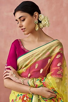 Gold Finish Kundan Polki & Ruby Jadau Hathphool (Set Of 2)