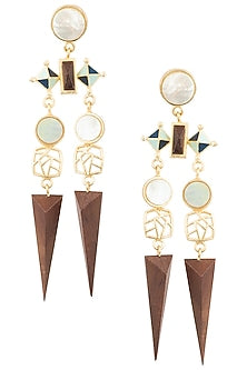 Gold Plated 3D Cut Mother Of Pearl Earrings