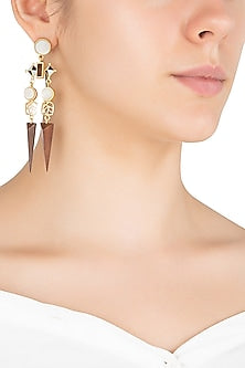 Gold Plated 3D Cut Mother Of Pearl Earrings