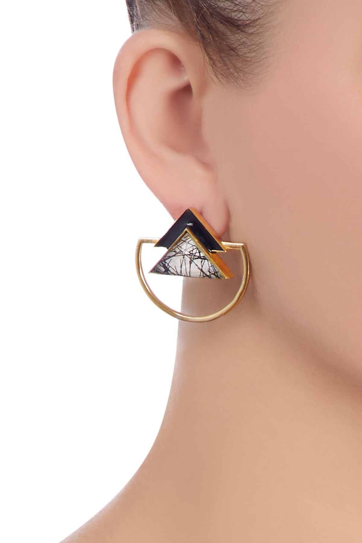 Triangle Stone Embellished Earrings 
