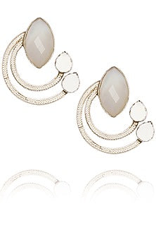 Antique silver moonstone spiral earrings