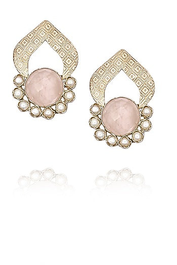 Antique silver moonstone and pearl earrings