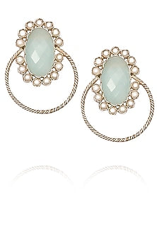 Antique silver moonstone round earrings