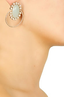 Antique silver moonstone round earrings