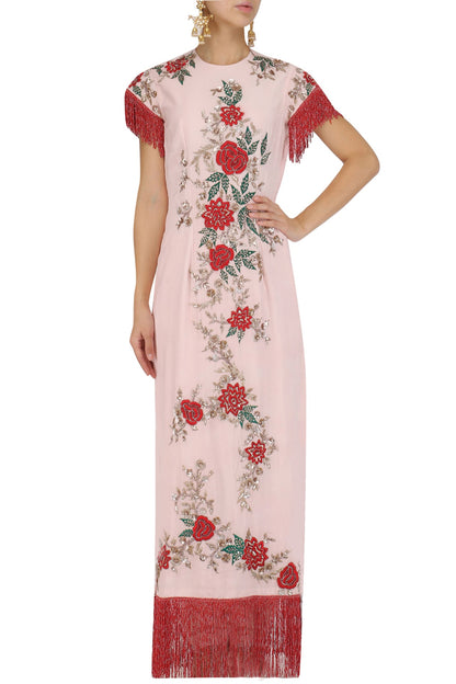 Pink Straight Fringed Suit and Pants Set
