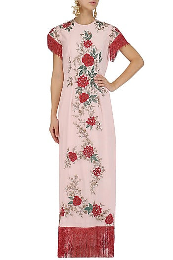 Pink Straight Fringed Suit and Pants Set