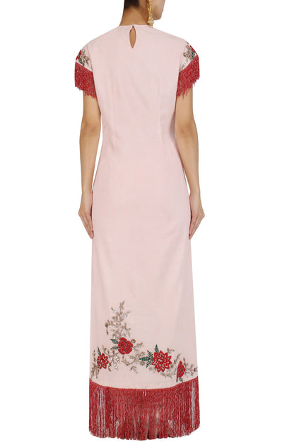 Pink Straight Fringed Suit and Pants Set