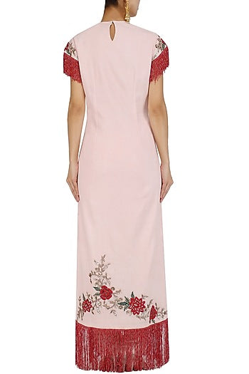 Pink Straight Fringed Suit and Pants Set